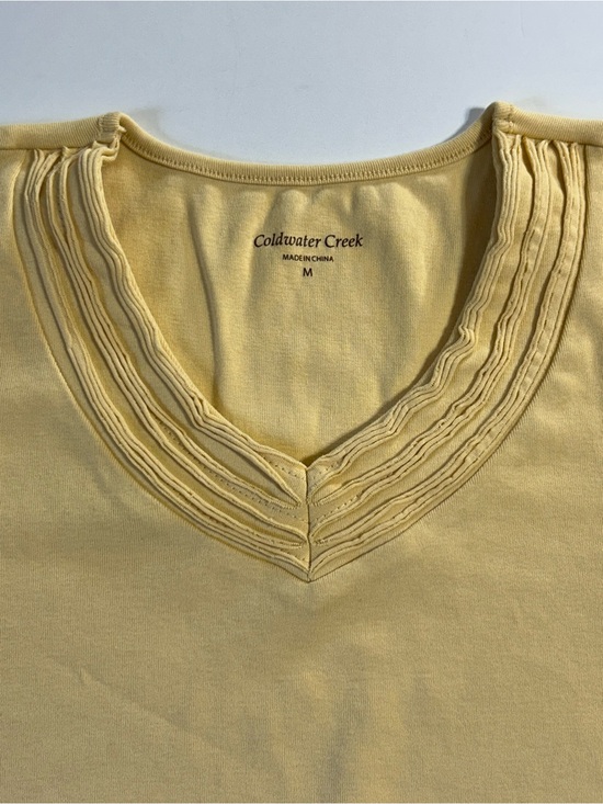 Coldwater Creek Tops - Coldwater Creek t shirt mustard Yellow V-Neck Layered Trim Tee 3/4 sleeve